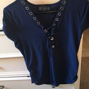 Navy blue form fitting top